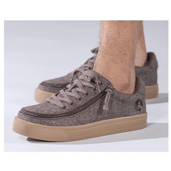 NEW Billy Footwear Mens Adaptive Low Top Zip Top Sneakers Brown Sz 8.5 M BY575 - Picture 1 of 6